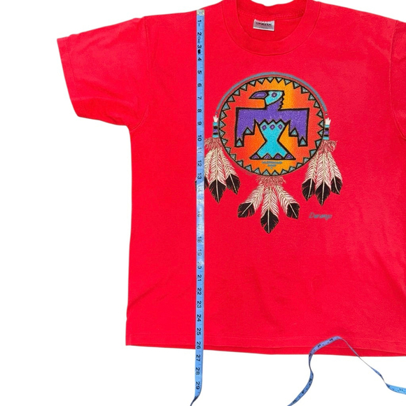 Vintage 90s Oneita Native-American Dream Catcher Shirt Large Red - Picture 3 of 7
